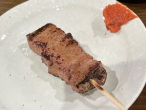 新鮮なので軽焼きに辛味噌で！