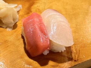 ある日の「まぐろ赤身とはまち」