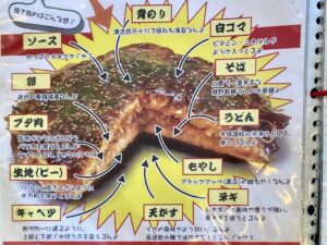 メニューの「広島お好み焼き」説明（掲載許可済）