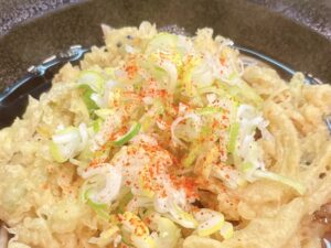 「野菜天」に一味をたっぷり
